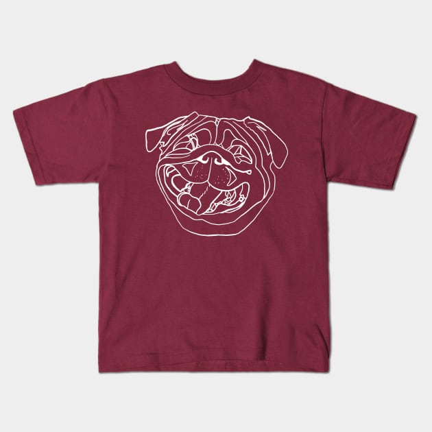 White Pug Buddy With a Huge Smile Kids T-Shirt by raylie